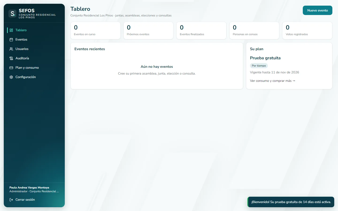 Captura de pantalla (computador): Empiece a usar Sefos