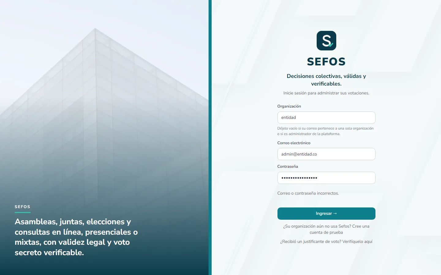 Captura de pantalla (computador): Si los datos no coinciden