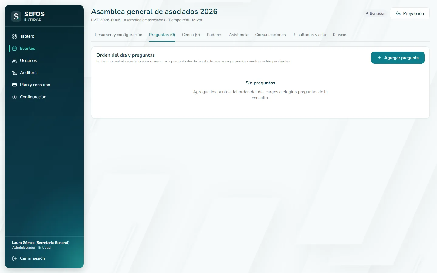 Captura de pantalla (computador): Abra la pestaña "Preguntas"