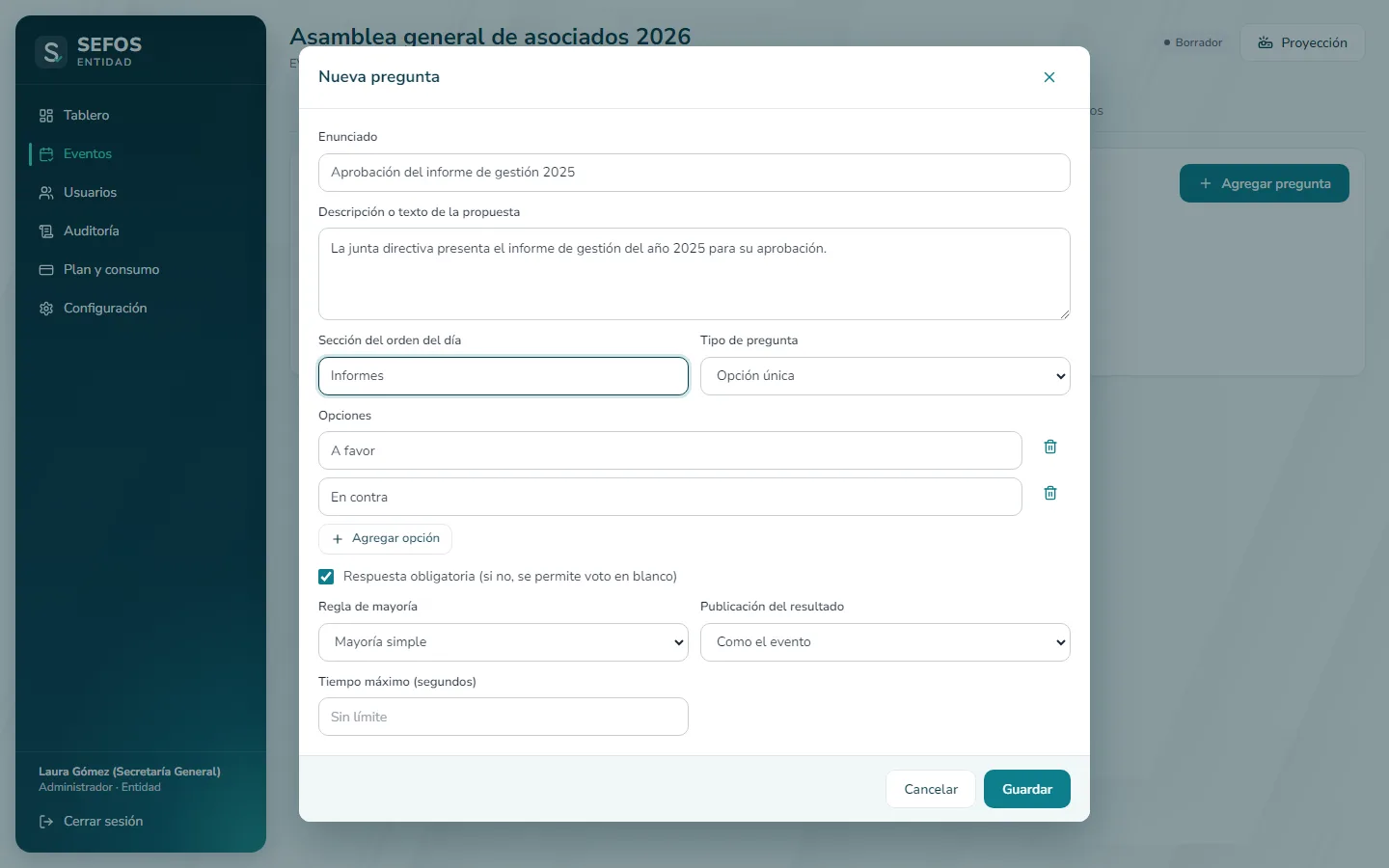 Captura de pantalla (computador): Escriba el enunciado y elija el tipo