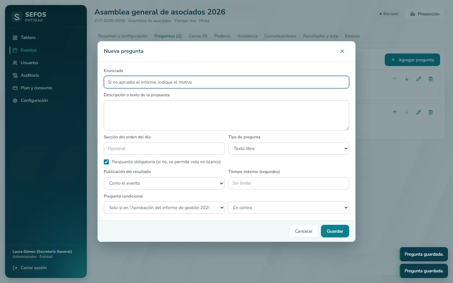 Captura de pantalla (computador): Haga preguntas condicionales