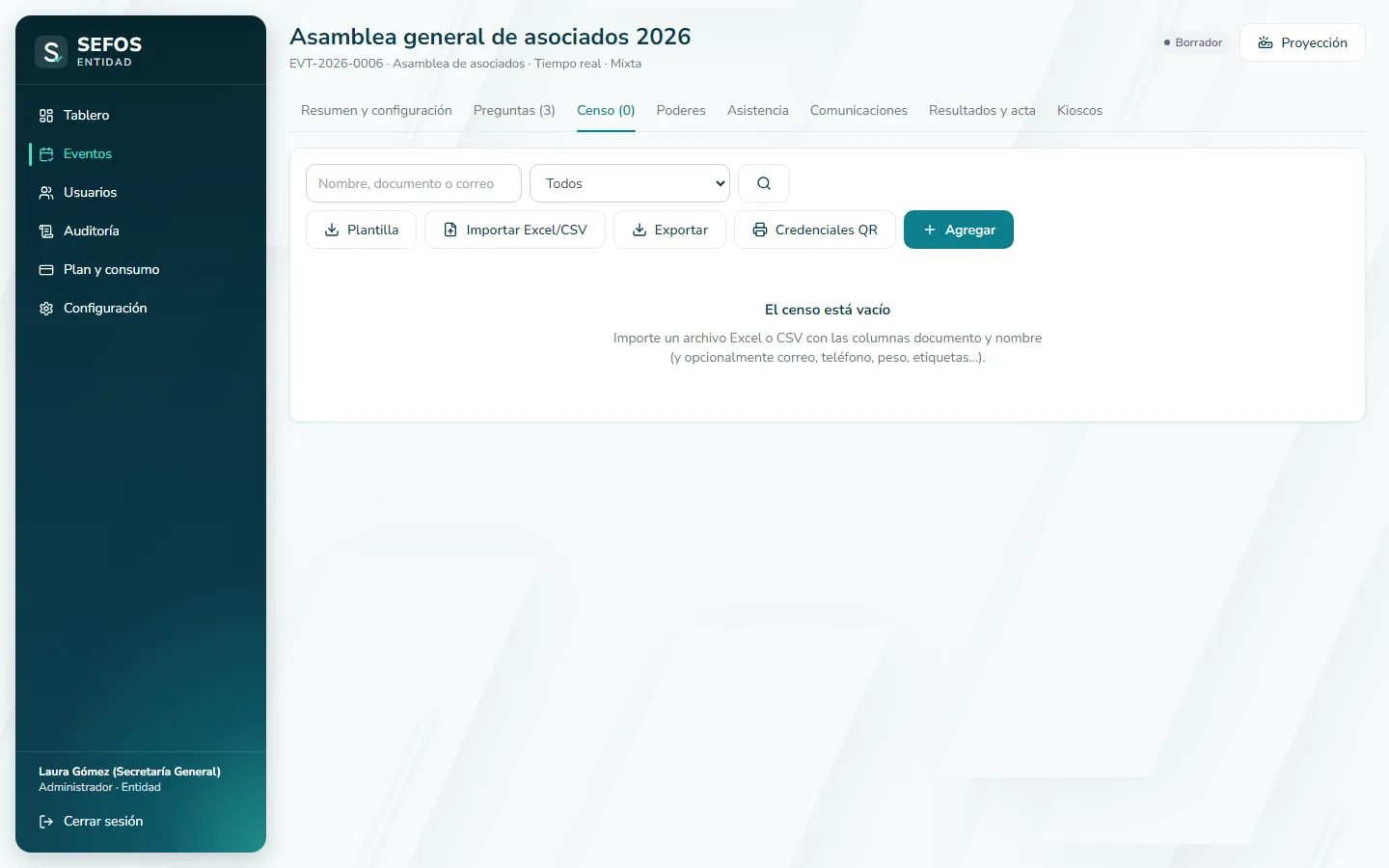 Captura de pantalla (computador): Abra la pestaña "Censo"