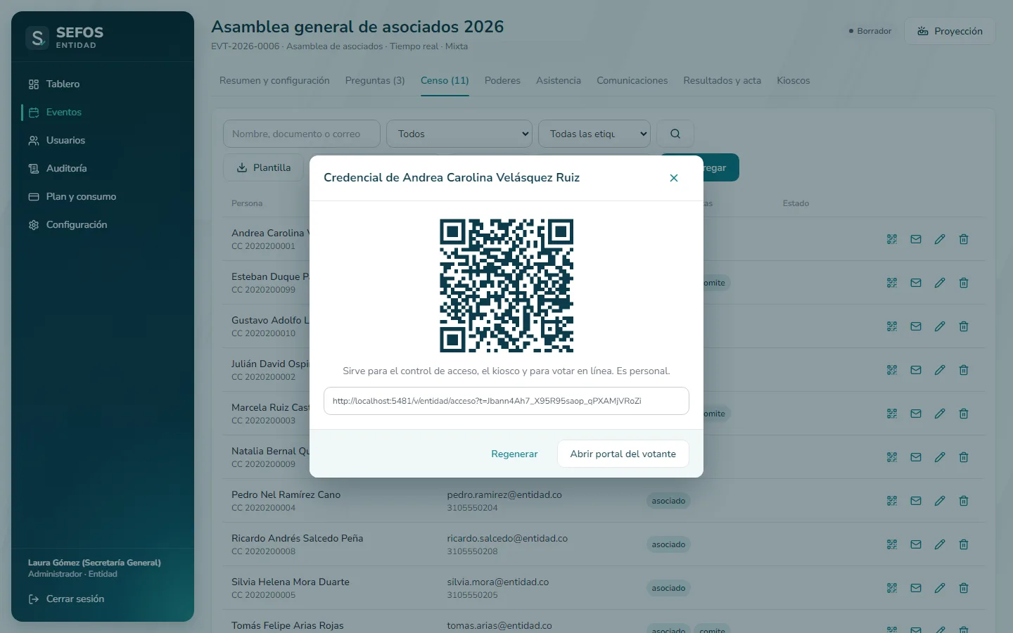 Captura de pantalla (computador): Vea la credencial