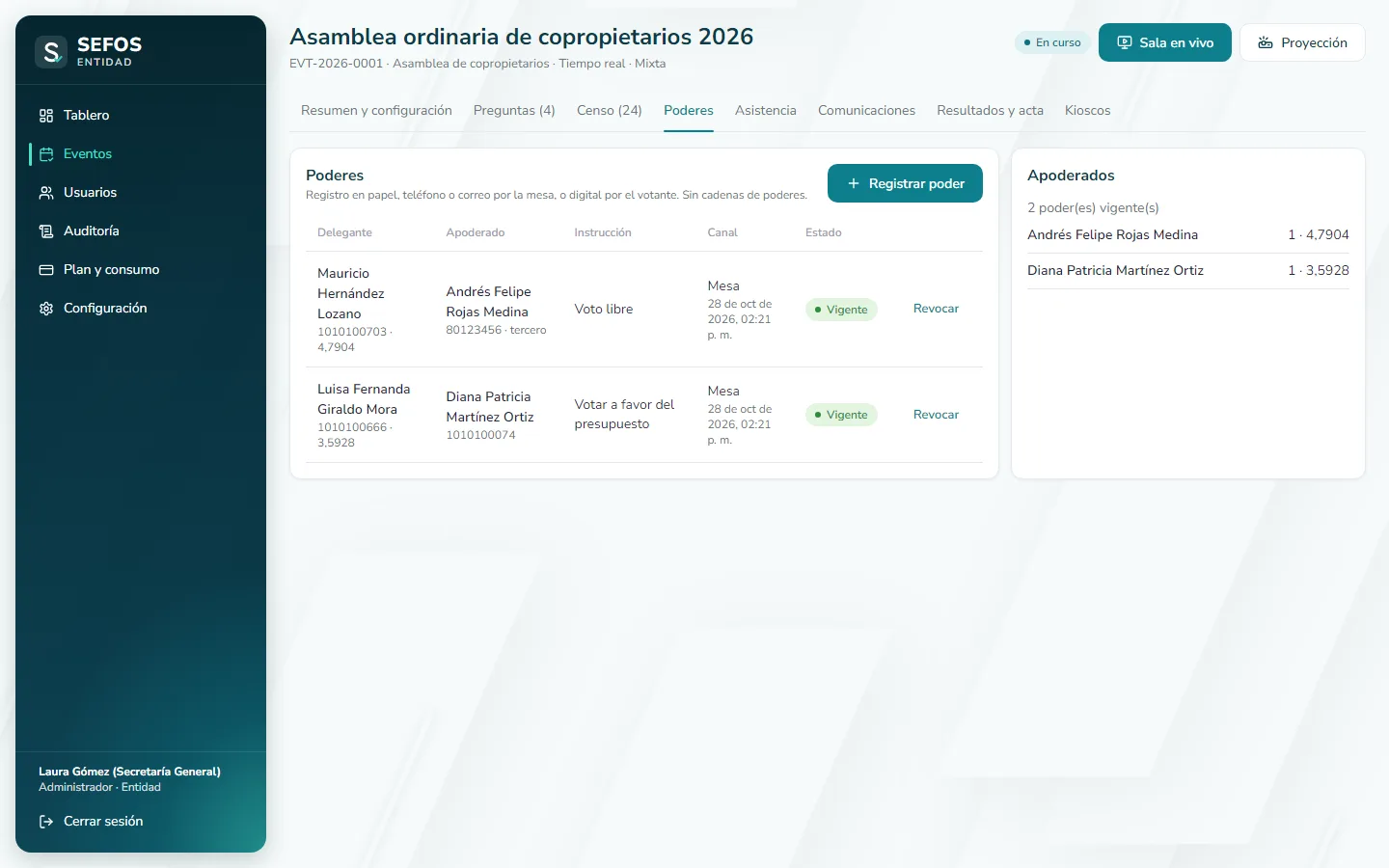 Captura de pantalla (computador): Abra la pestaña "Poderes"
