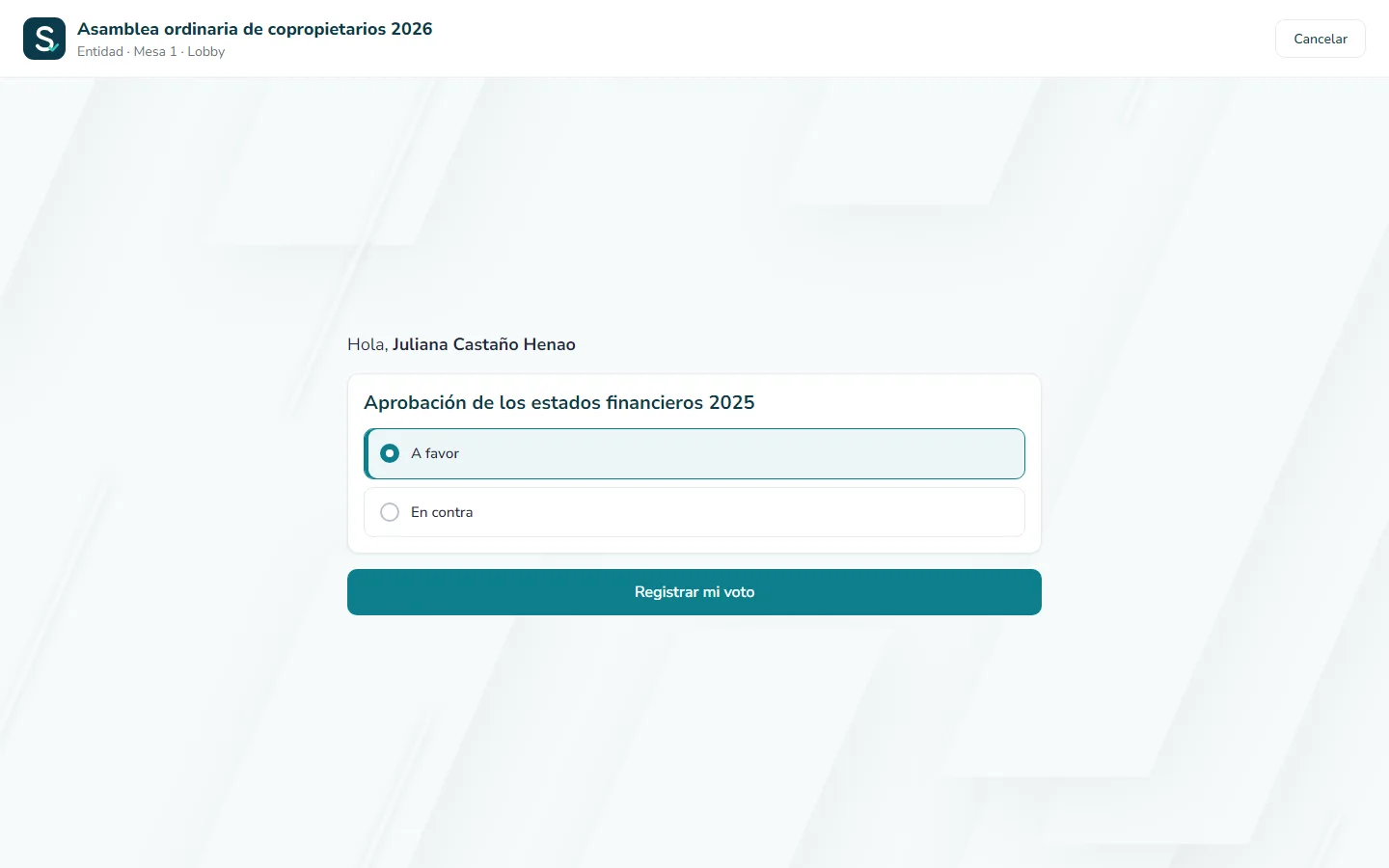Captura de pantalla (computador): Marque su voto