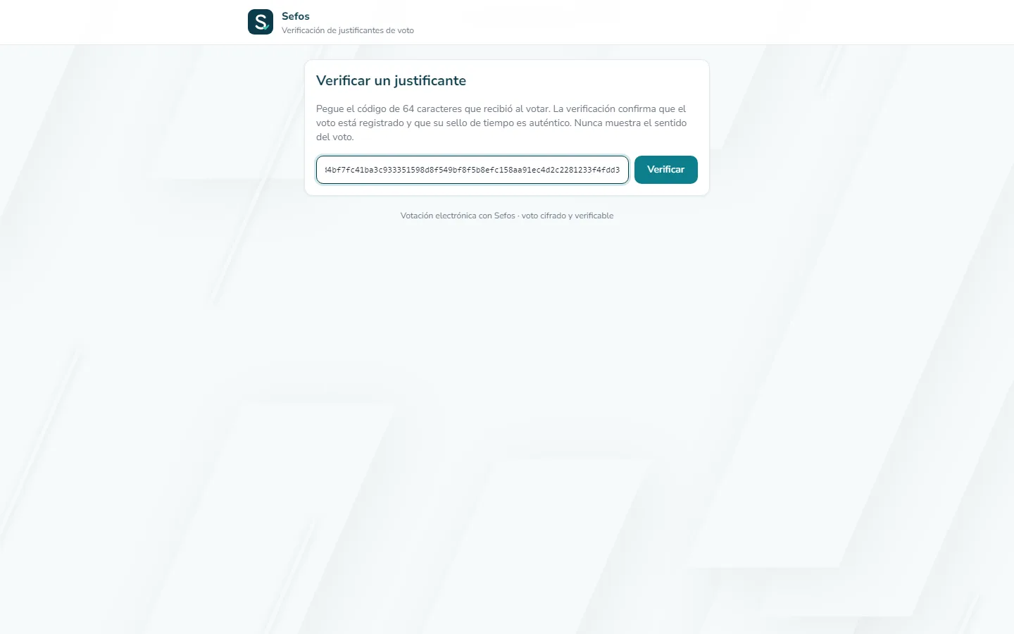 Captura de pantalla (computador): Pegue el código del justificante
